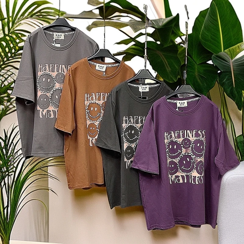 120-220斤 衣长75胸围140 品质重工精梳棉笑脸大T恤