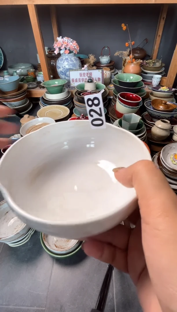 瓷片半**泡028白色花瓣碗福利
