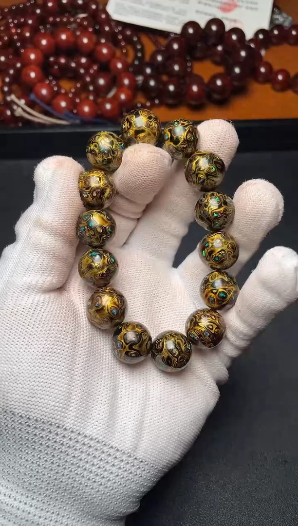 手串/手链小叶紫檀1.5大漆珠