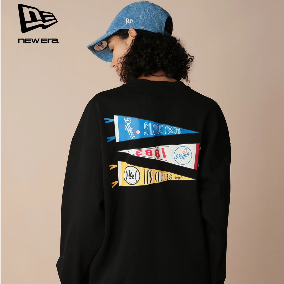 New Era x MLB纽亦华2025秋冬新款印花卫衣宽松美式圆领套头上衣