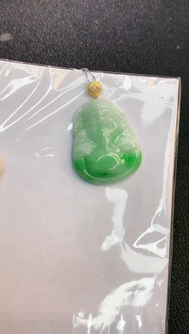 翡翠18K金镶嵌颈饰赠礼盒证书 珍珍