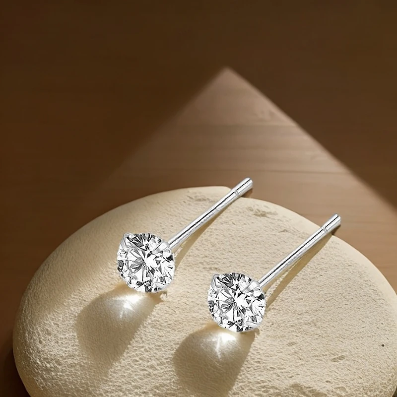 足银耳饰 星光闪耀锆石耳钉养耳洞超闪高级感轻奢气质耳棒耳饰