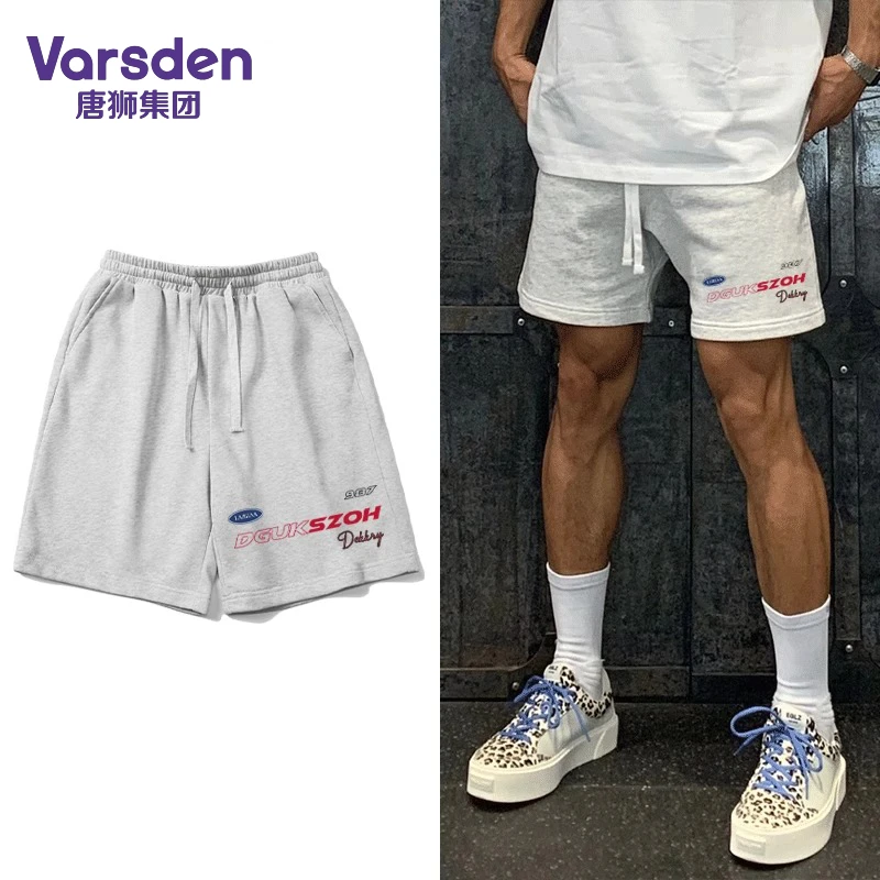 唐狮集团Varsden2025夏季美式字母印花短裤男休闲宽松简约五分裤