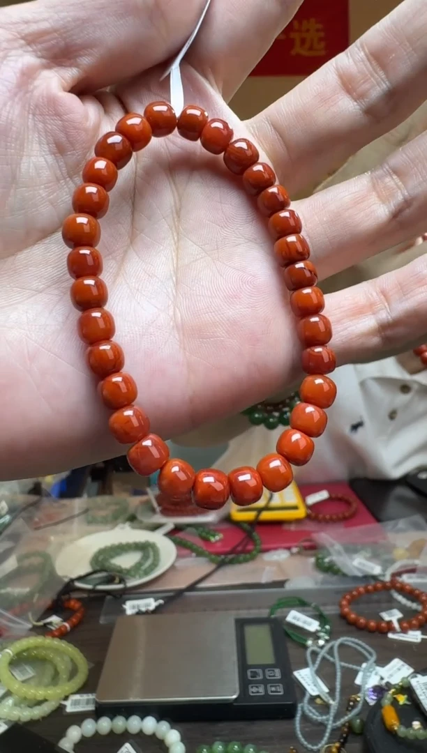 未镶嵌手串南红玛瑙约5*6mm南红老型珠单圈手串
