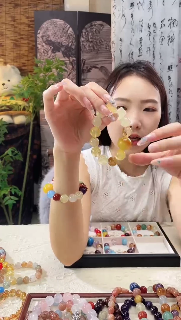 未镶嵌手链水晶黄萤石黄色多宝手串