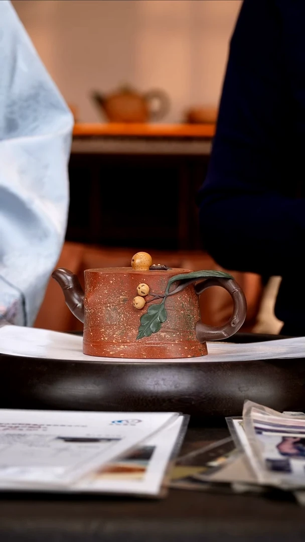 茶壶紫砂ZXJ91 枇杷  大红泥 360cc