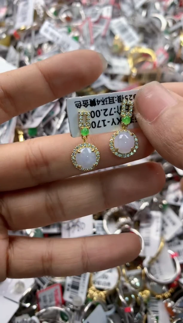 银S925镶嵌戒指翡翠10     9