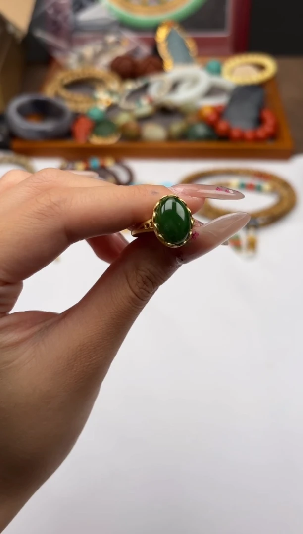 和田玉戒指银S925镶嵌和田玉戒指