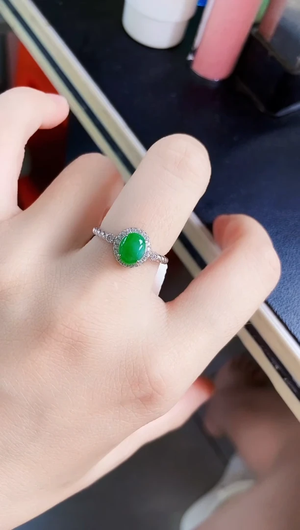 翡翠戒指银S925镶嵌21