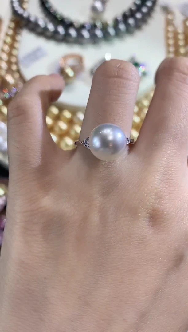 18K金镶嵌戒指海水珍珠A72