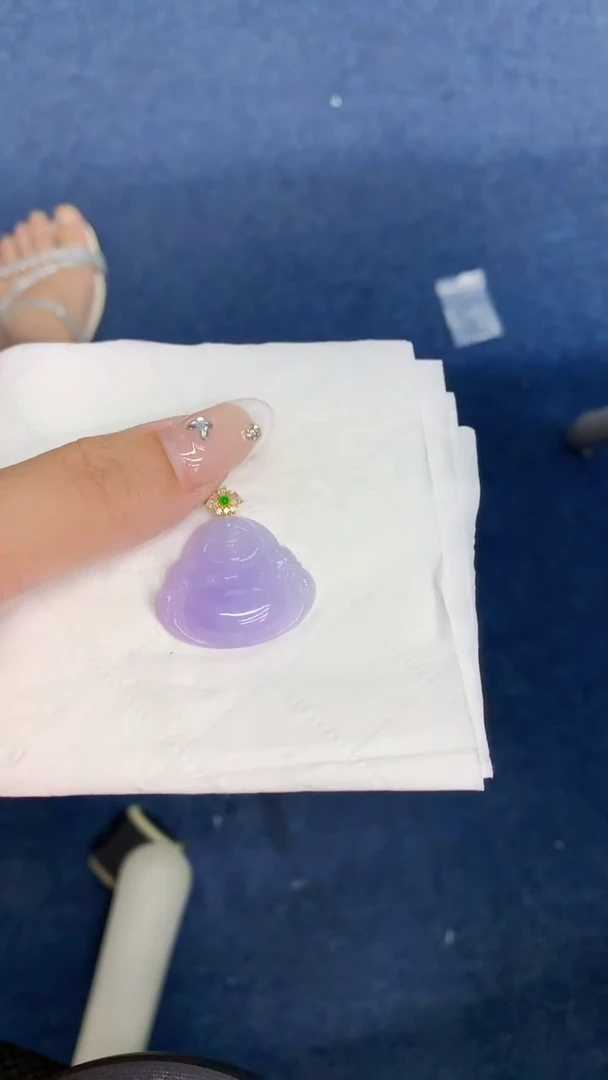 翡翠18K金镶嵌吊坠(不含链)1