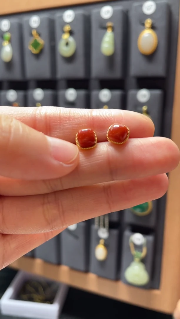 【闪购商品】南红玛瑙耳饰银S925镶嵌0036