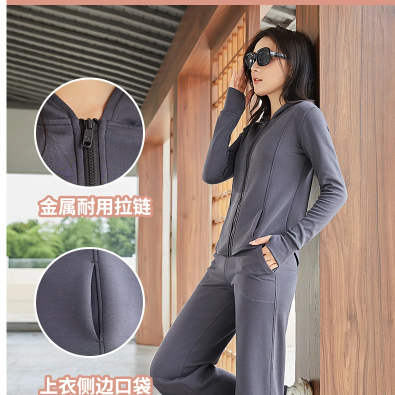 春款运动休闲瑜伽帽子拉链开衫3260-02