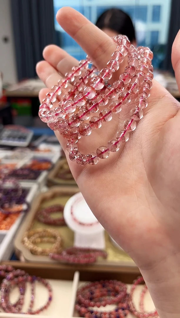 未镶嵌手串水晶金草莓超七单圈手串6mm【多样式发货】