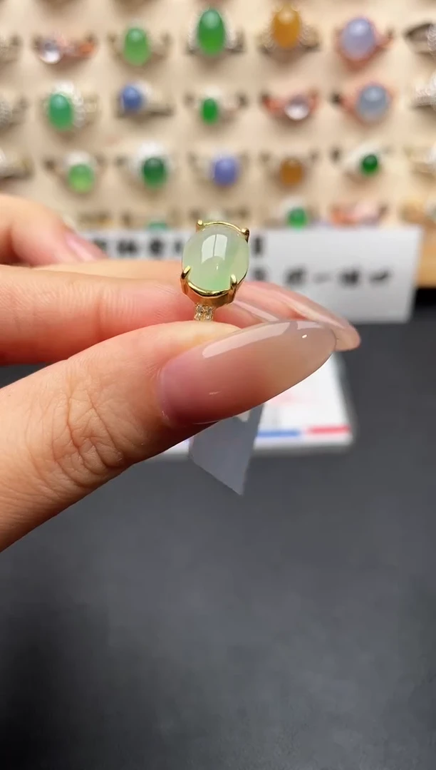银S925镶嵌戒指翡翠一物一证一礼盒