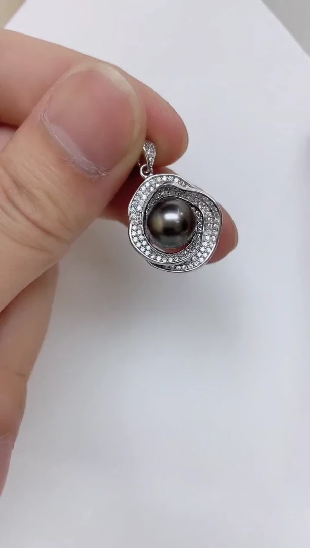 银S925镶嵌海水珍珠颈饰海水珍珠吊坠