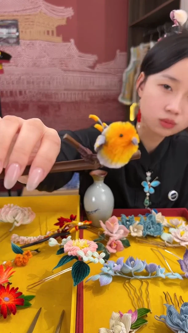 【闪购商品】刺绣非遗绒花（发饰）