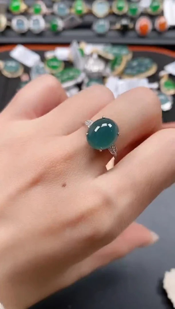 银S925镶嵌戒指翡翠1