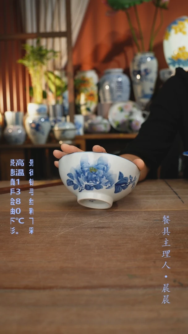 瓷片【简家甄选】景德镇设计师釉下手绘陶瓷餐具