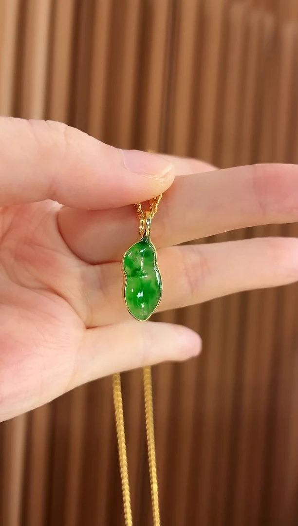 吊坠(不含链)18K金镶嵌翡翠吊坠