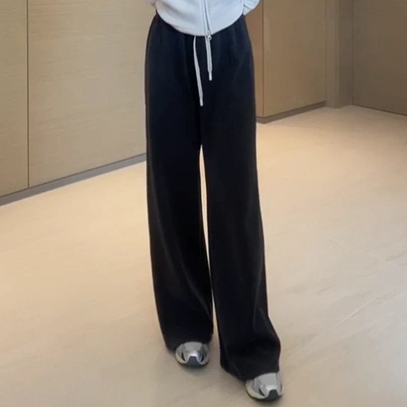 2025年秋冬休闲显瘦百搭松紧腰垂感直筒裤LK2507178