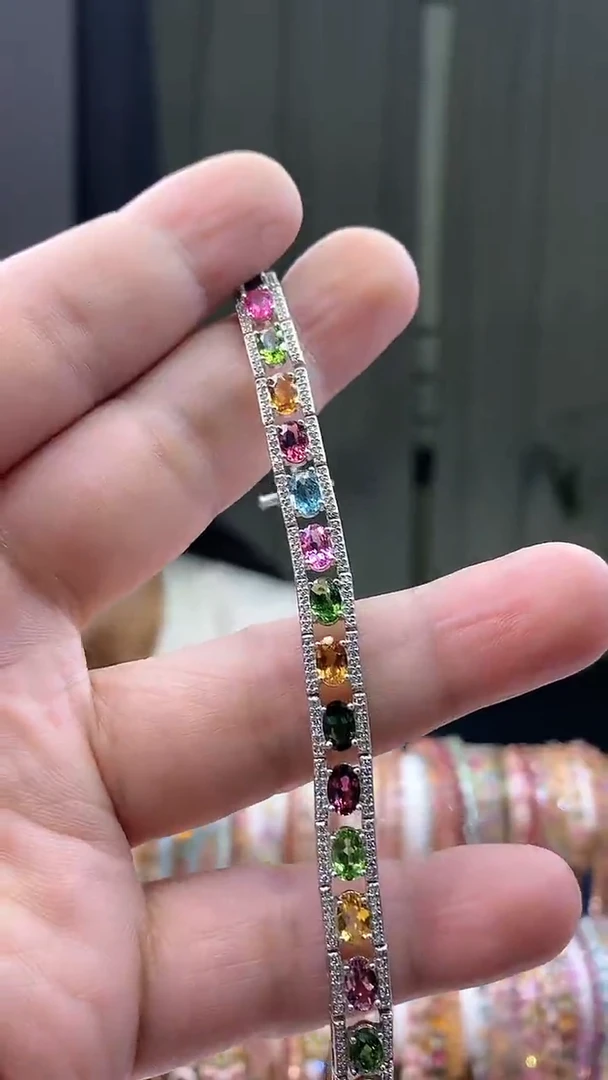 【闪购商品】碧玺手链银S925镶嵌354354345354354