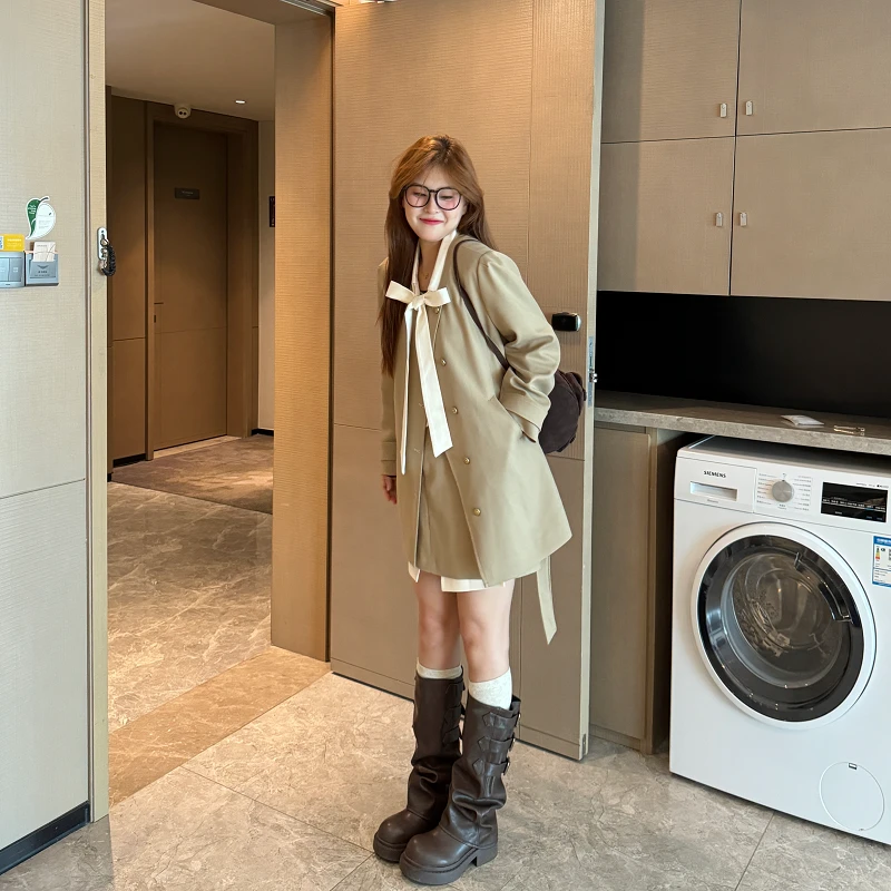 南岛风大码女装短款风衣女秋季韩版宽松休闲短裙两件套ZYY969