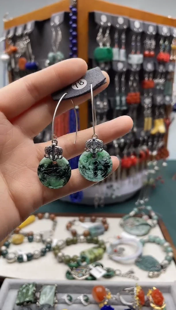 【闪购商品】翡翠耳饰银S925镶嵌饰品