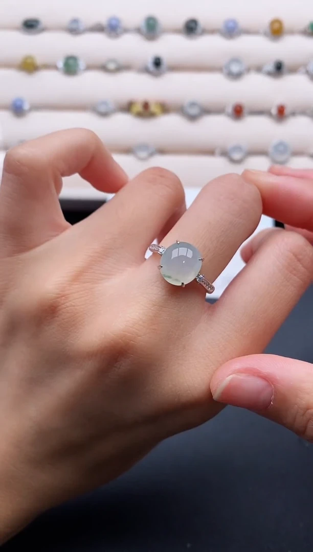 银S925镶嵌戒指翡翠5555555+4