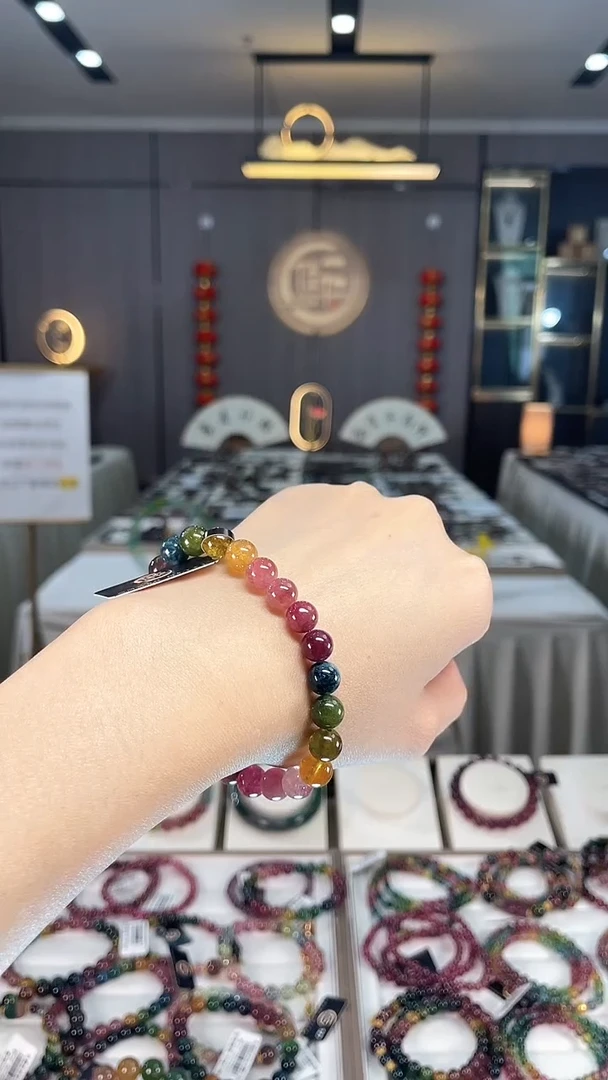 未镶嵌老矿碧玺单圈手串7mm+碧玺dan多样性发货一条