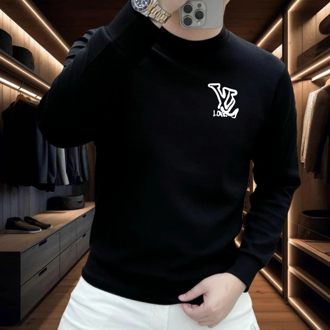 秋冬新款卫衣时尚潮牌男士休闲百搭印花圆领长袖上衣冬季加厚加绒