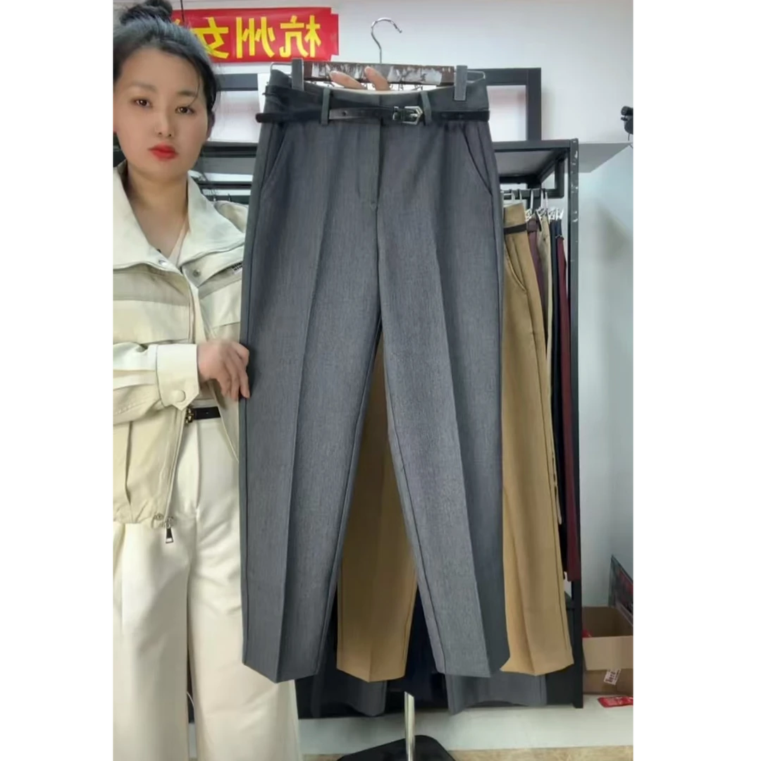 24347高级烟管裤修身显瘦通勤休闲杭州品牌女裤