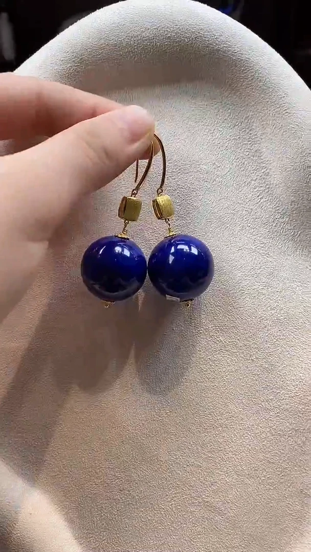 银S925镶嵌青金石耳饰耳环