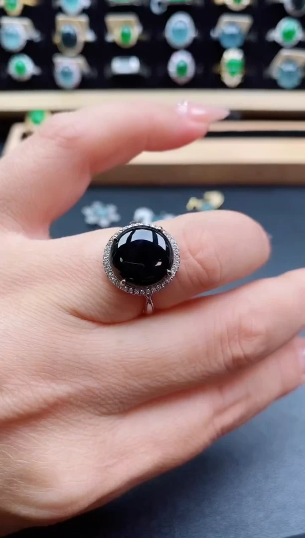 银S925镶嵌戒指翡翠1