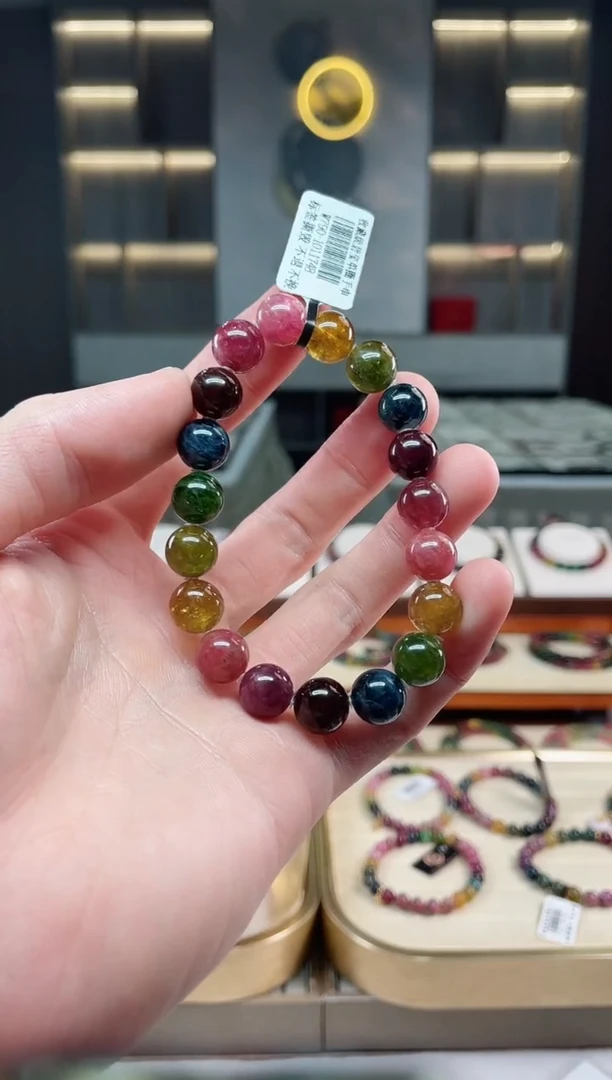 未镶嵌冰透体老矿碧玺彩虹单圈手串10mm+碧玺多样性发一条xion