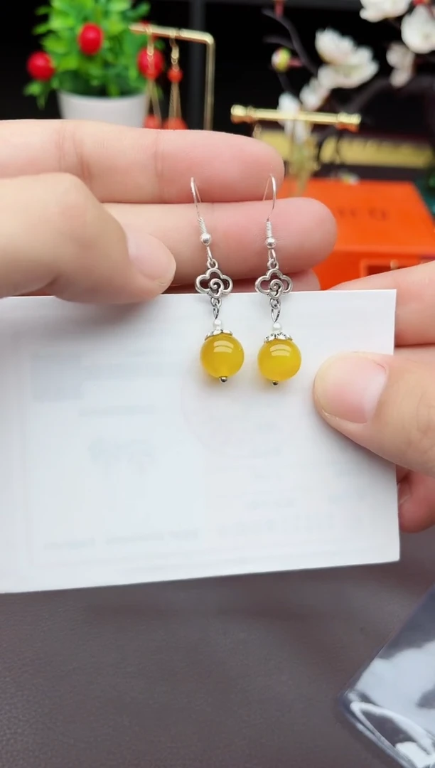 玛瑙/玉髓耳饰银S925镶嵌702000