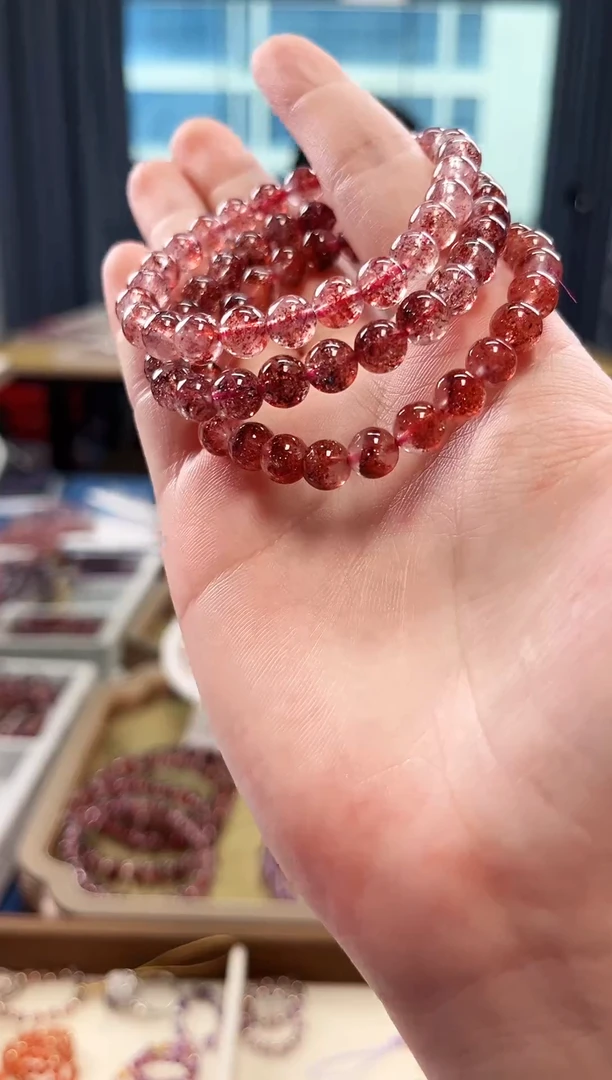 未镶嵌手链水晶金草莓超七单圈手串7mm【多样性发一】