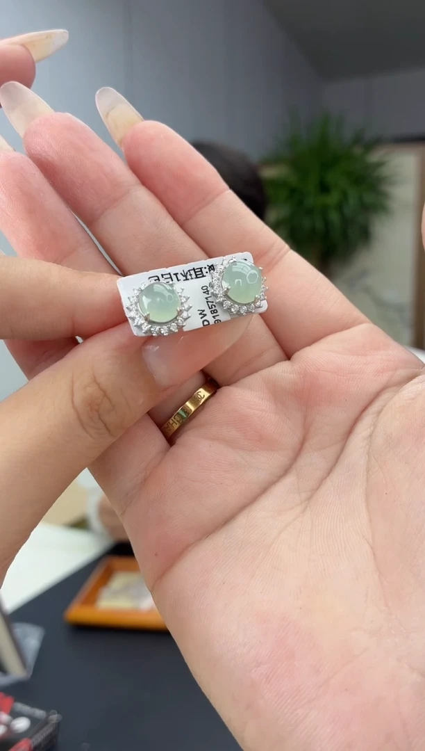 银S925镶嵌翡翠耳饰111111111