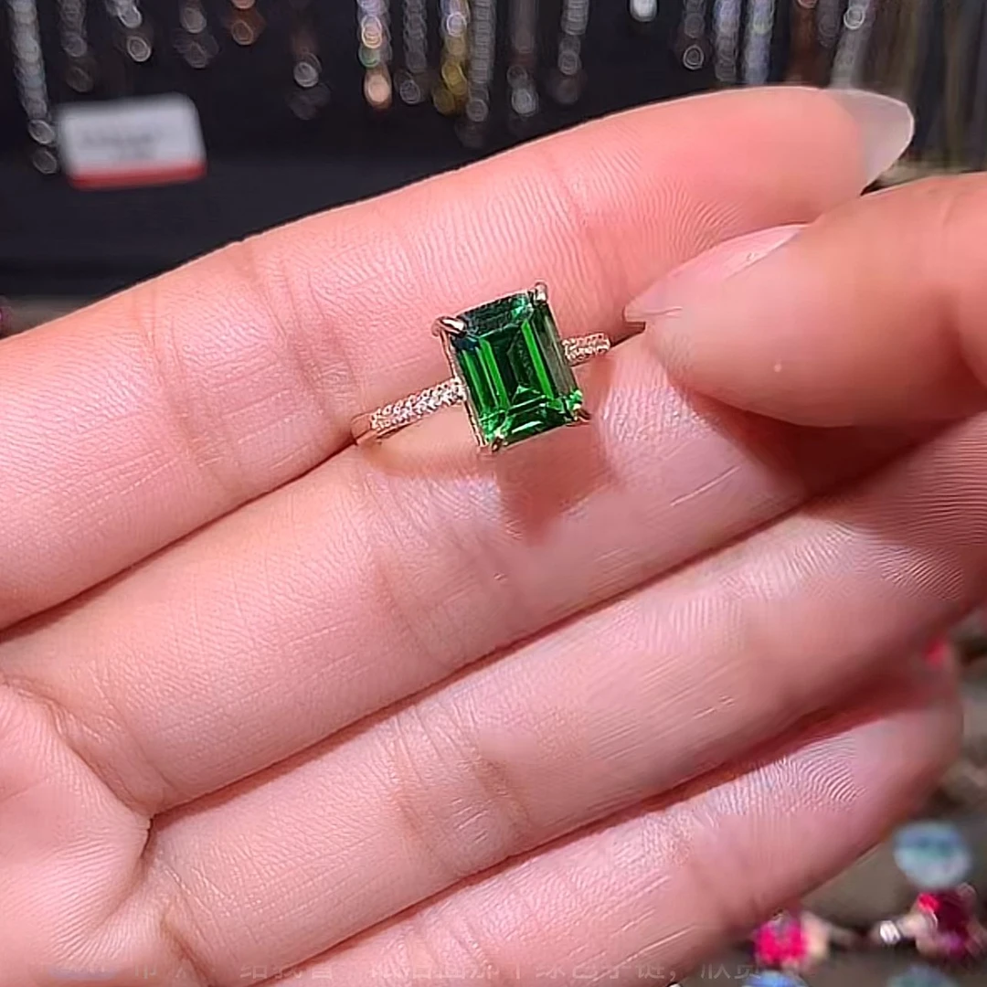 透辉石银镶开口戒79玫瑰金