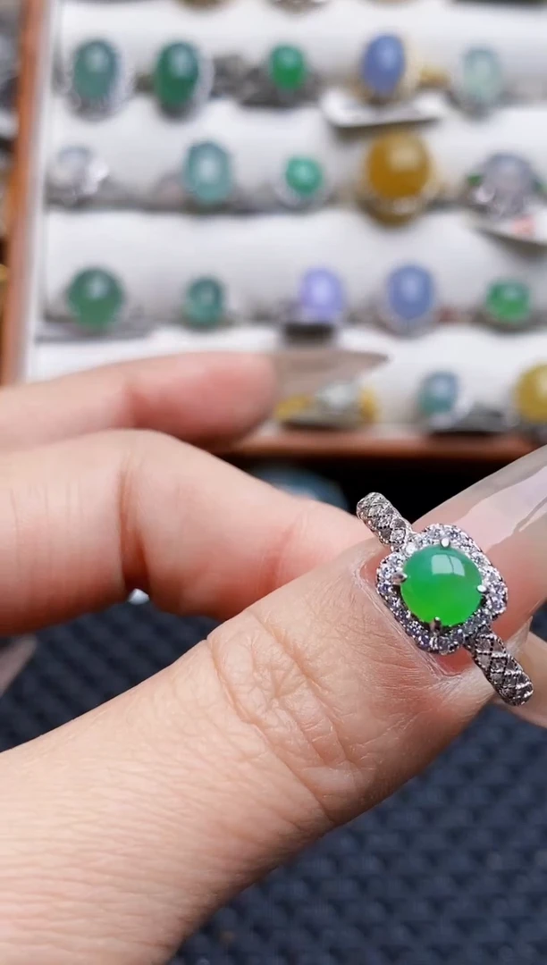 银S925镶嵌戒指翡翠2180