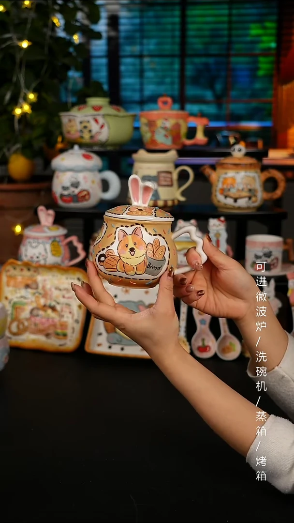 陶瓷无盖款景德镇高温釉下彩纯手绘创意瓷