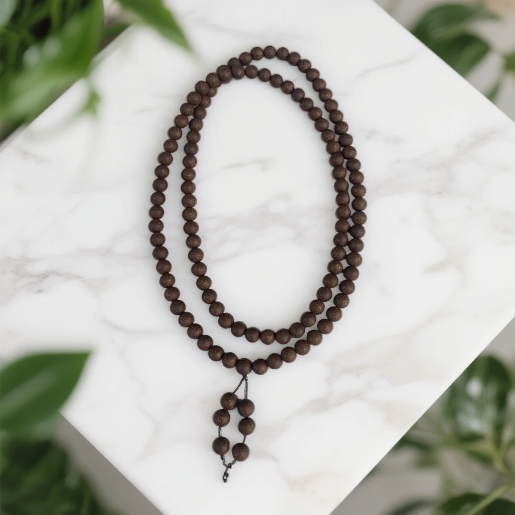 安宫8*108颗多圈手串HX0317 天然草本 古法炮制泥塑