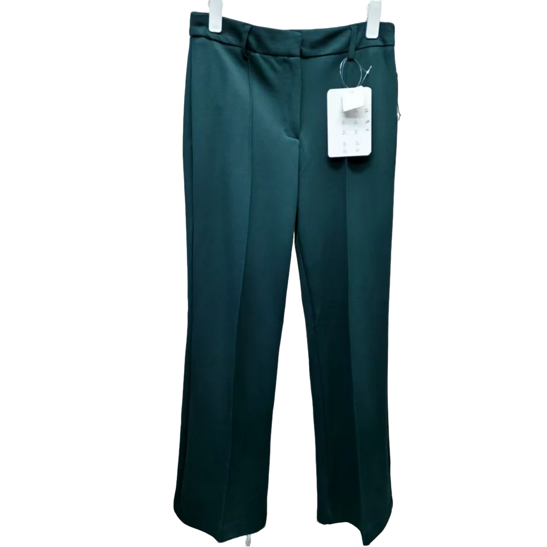 B307     女士休闲直筒裤气质高腰时尚百搭绿色