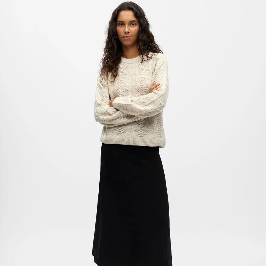 【MonTendre】秋季新款 O 圆领灯笼袖图案复古质感慵懒风百搭针织衫