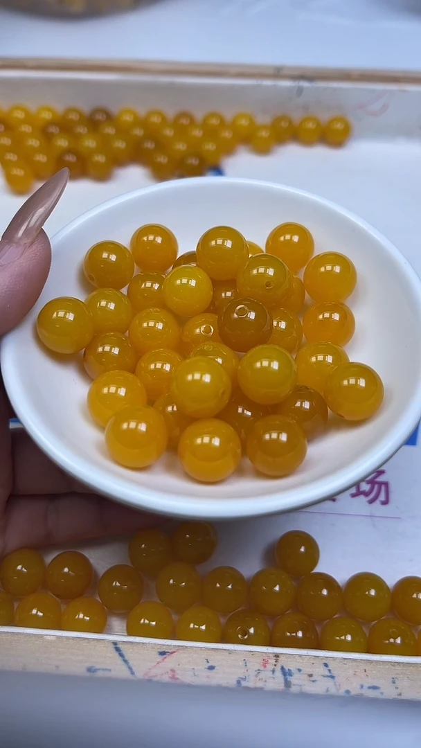 未镶嵌散珠玛瑙/玉髓B1307 鸡油黄玛瑙12mm5个9.9元
