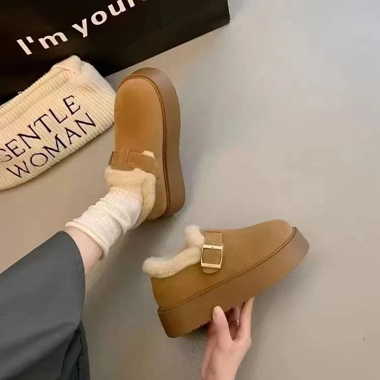 【现货+运费险】厚底加绒保暖雪地靴女2025新款冬季一脚蹬博肯S2236