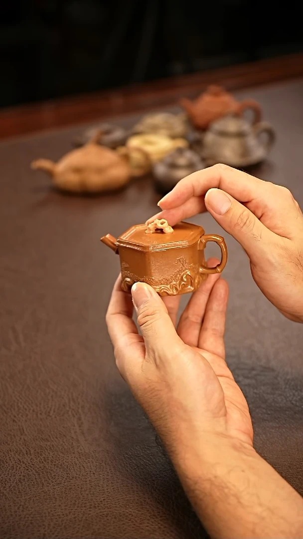 茶壶紫砂六方云竹紫砂壶