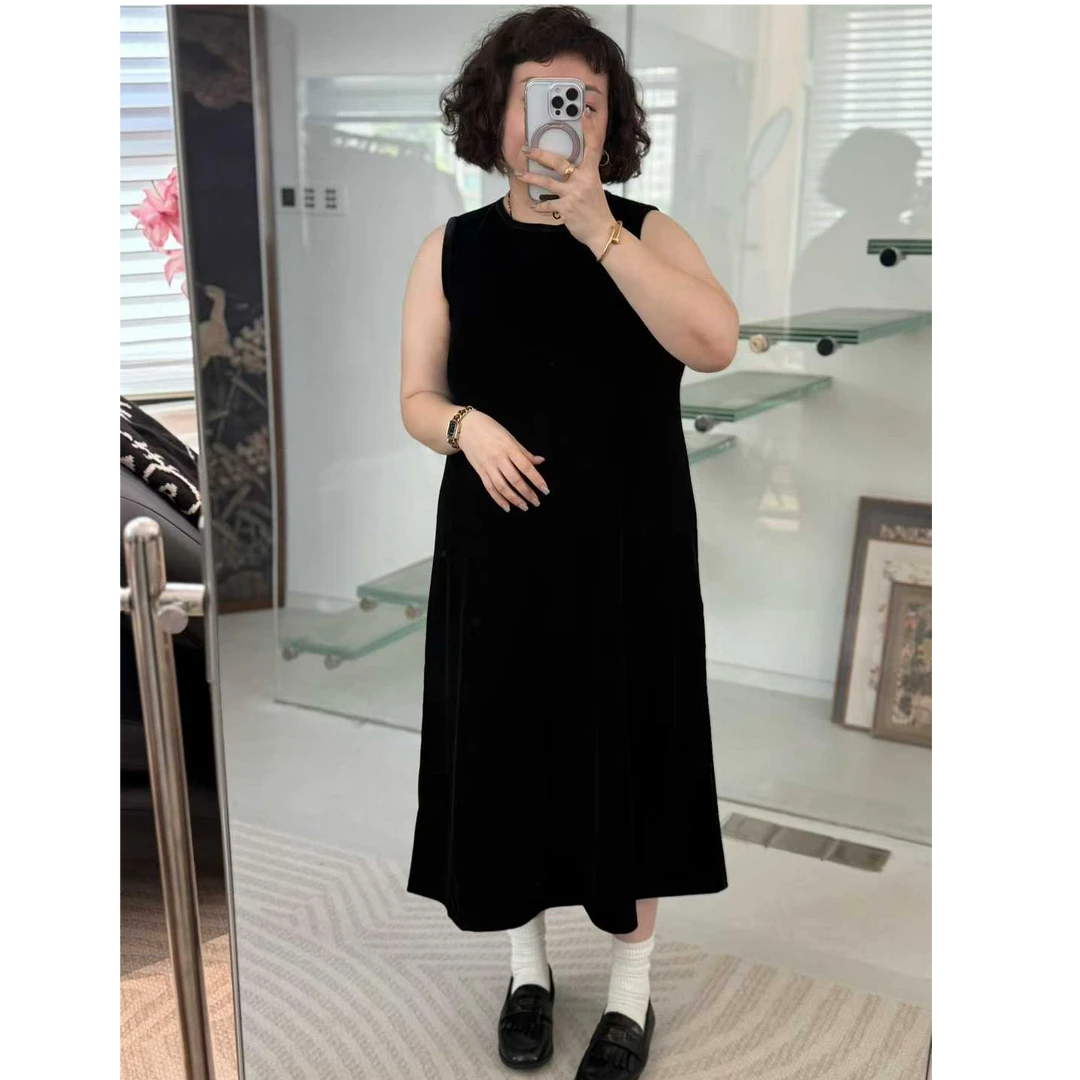 MEET   秋季丝绒背心中长裙