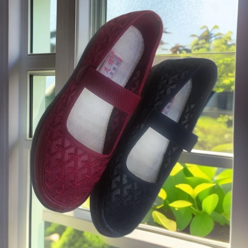 老年防滑大口女士夏季网鞋舒适透气