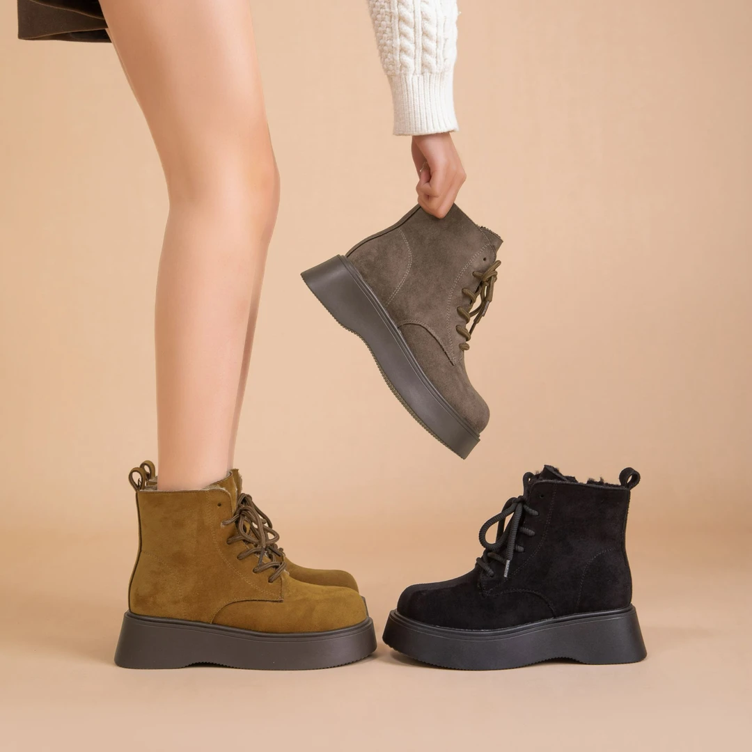 【西雅图】年后断码清货保暖系带厚底大棉靴女靴短靴 2061